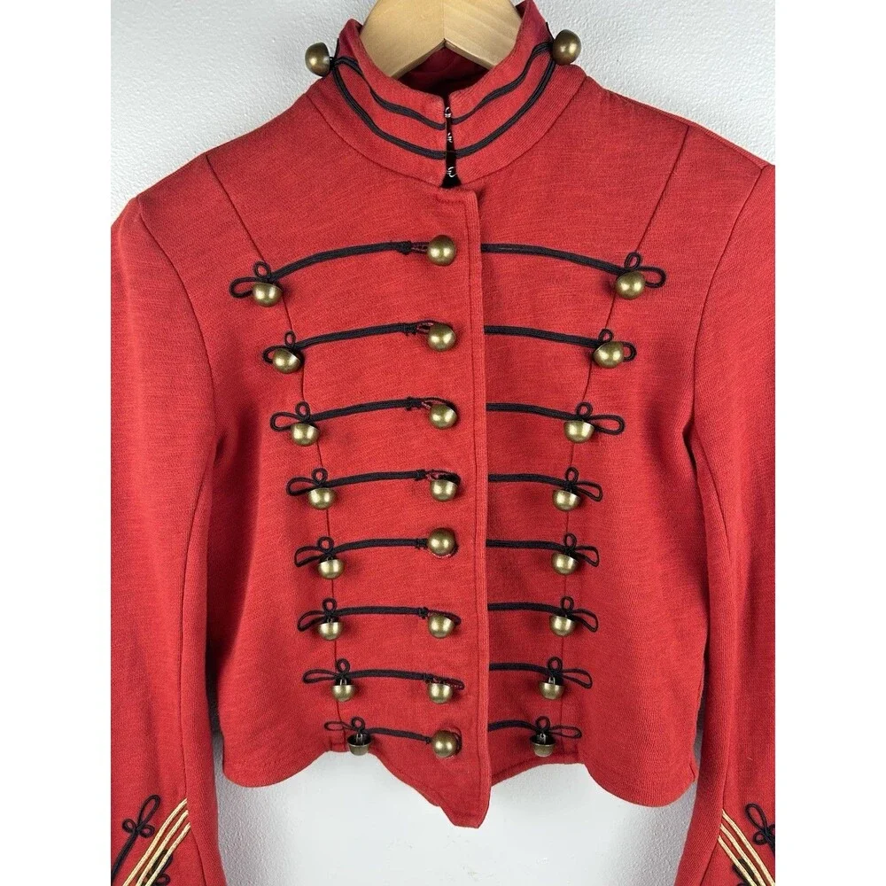 VTG Denim Supply Ralph Lauren Military Army Cropped Slim Band Jacket Size M Red - Picture 5 of 10